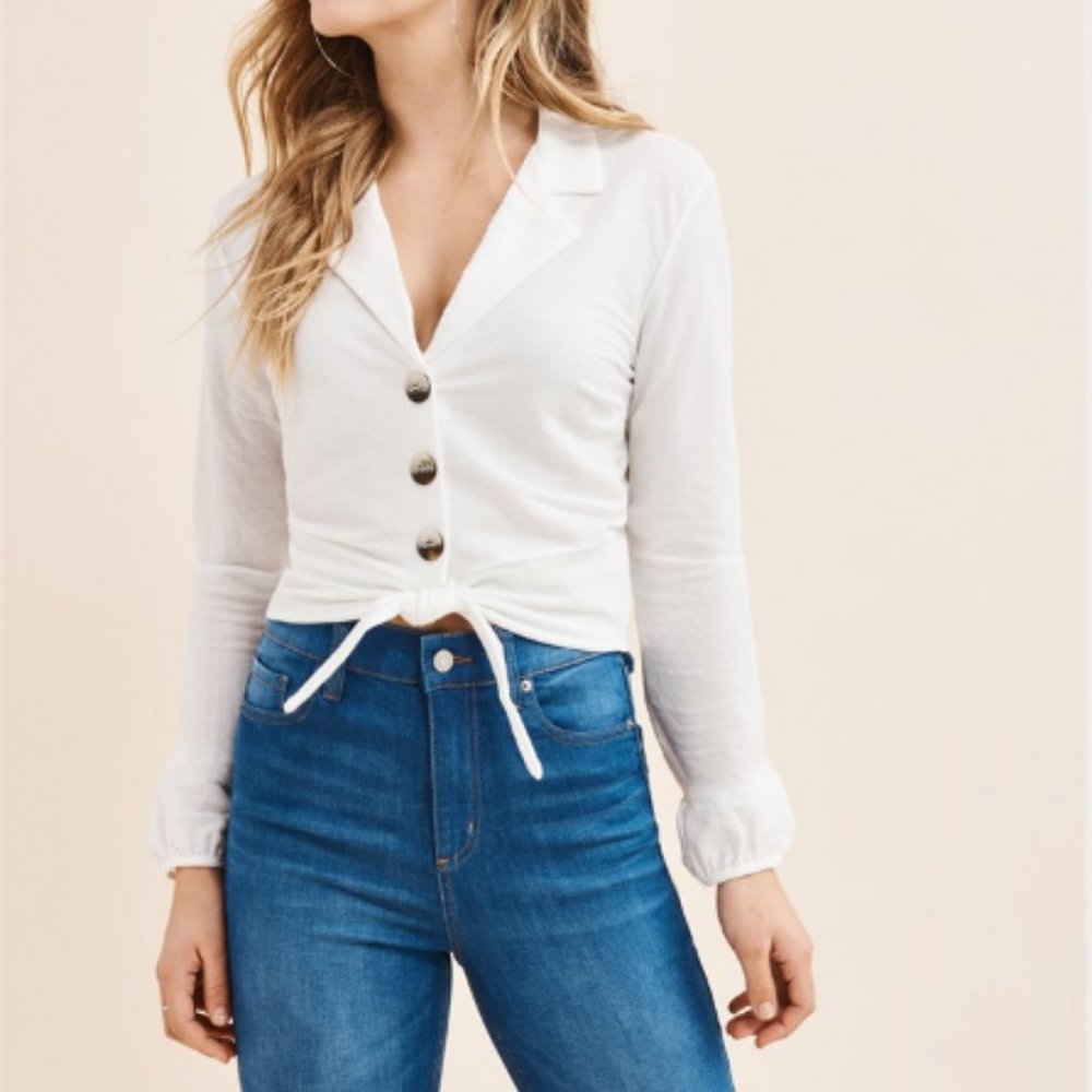 Dynamite tie front button up blouse XS